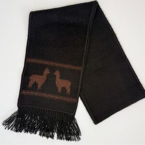 CCAHUANTICO Alpaca Wool Black and Brown Scarf